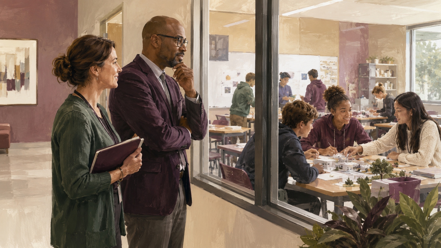 An overview of Boomerang Projects across multiple studios — AP Seminar, senior capstone, science fair, and portfolio projects — inside a single school.